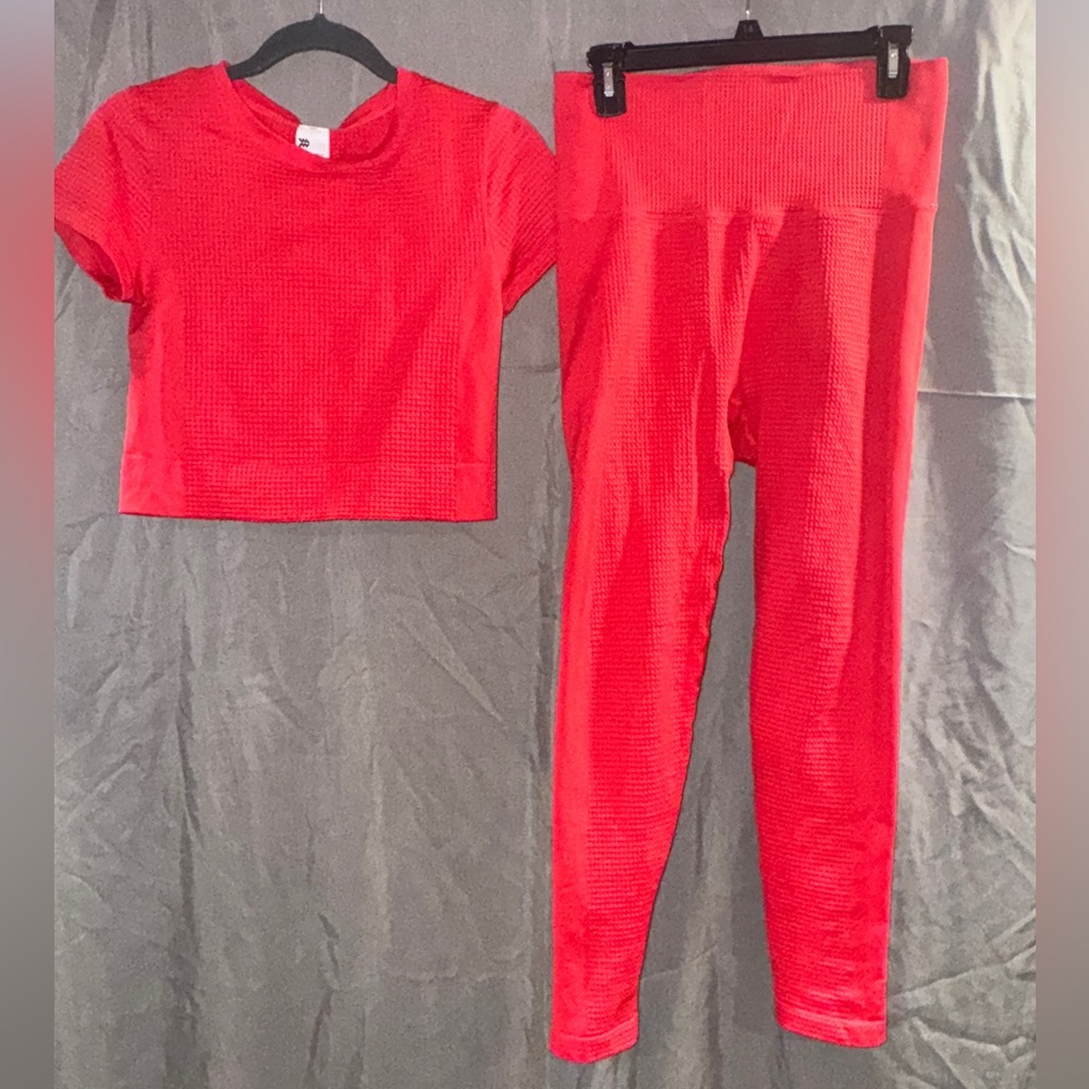 All in Motion Bold Red 3 piece workout gear